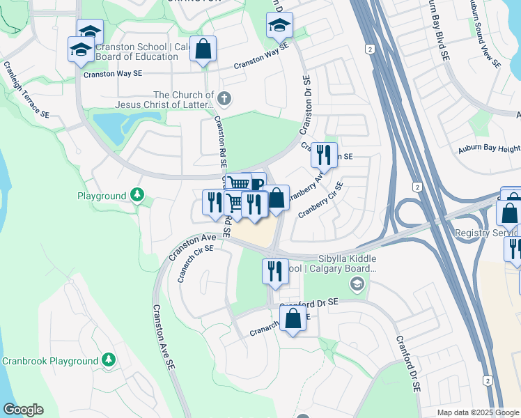 map of restaurants, bars, coffee shops, grocery stores, and more near in Calgary