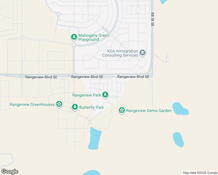 map of restaurants, bars, coffee shops, grocery stores, and more near 20510 88th Street Southeast in Calgary