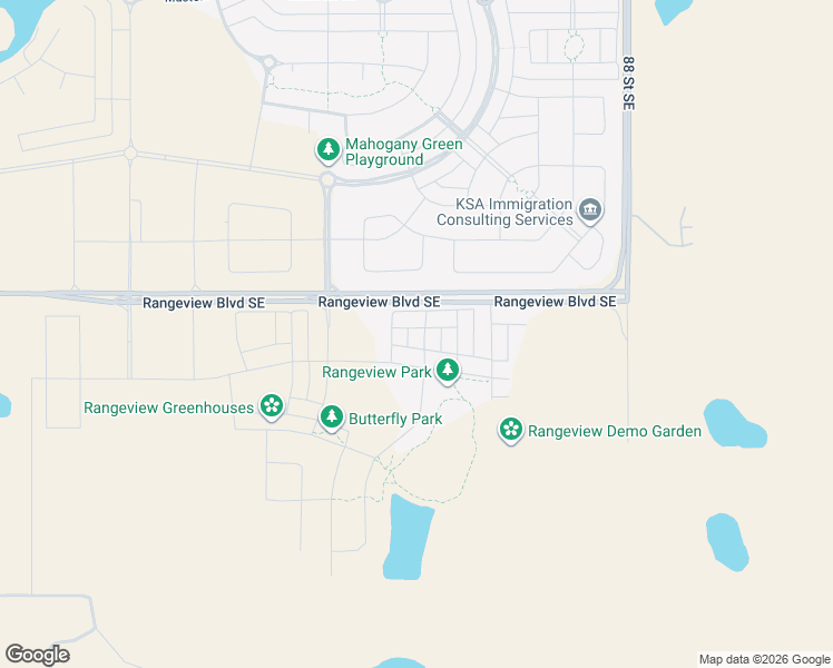 map of restaurants, bars, coffee shops, grocery stores, and more near 20510 88th Street Southeast in Calgary