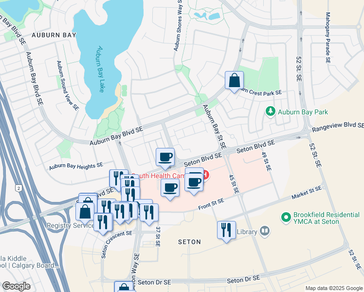 map of restaurants, bars, coffee shops, grocery stores, and more near in Calgary