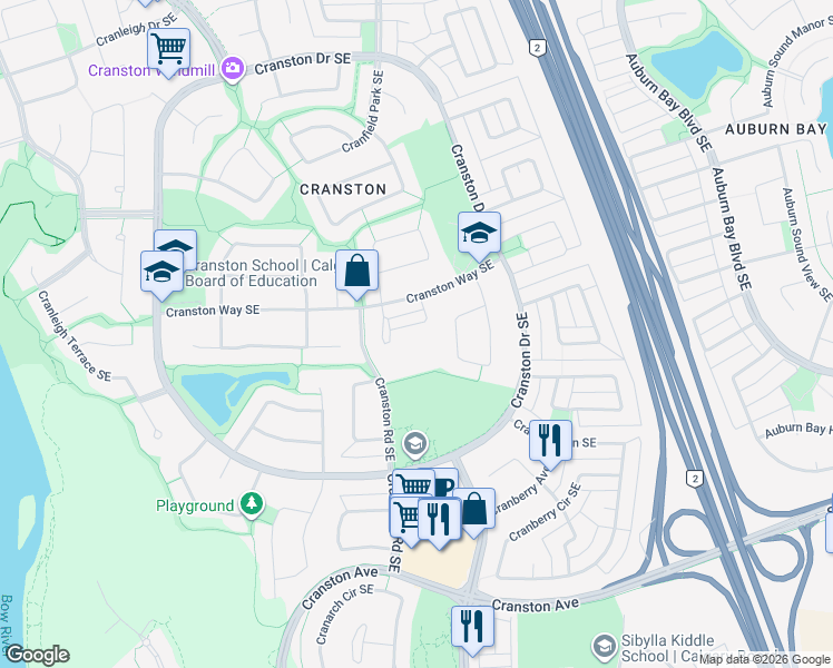 map of restaurants, bars, coffee shops, grocery stores, and more near in Calgary