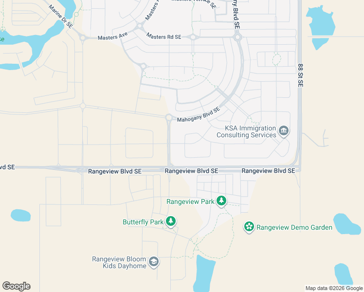 map of restaurants, bars, coffee shops, grocery stores, and more near 20488 88th Street Southeast in Calgary