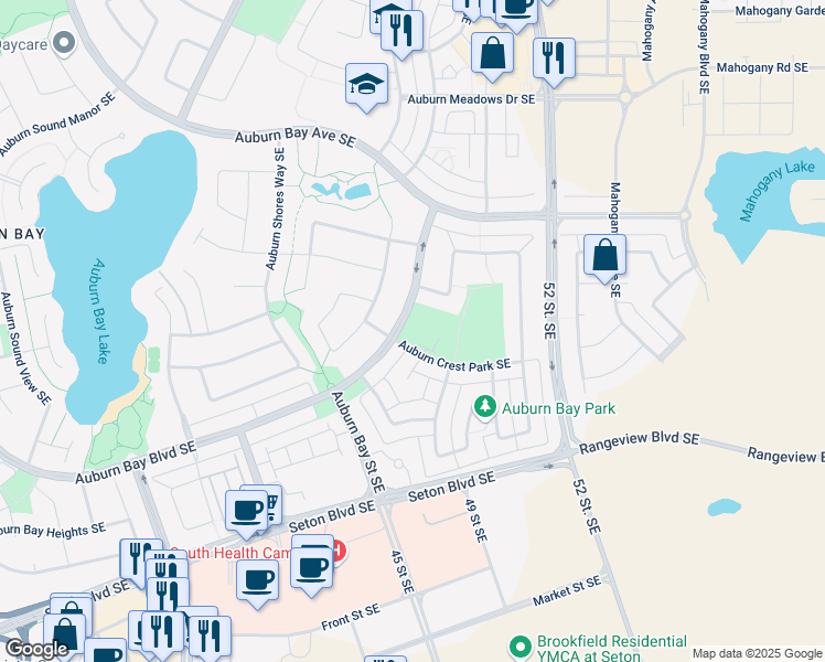 map of restaurants, bars, coffee shops, grocery stores, and more near 15 Auburn Crest Park Southeast in Calgary