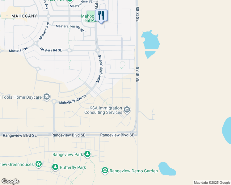 map of restaurants, bars, coffee shops, grocery stores, and more near 19911 88th Street Southeast in Calgary
