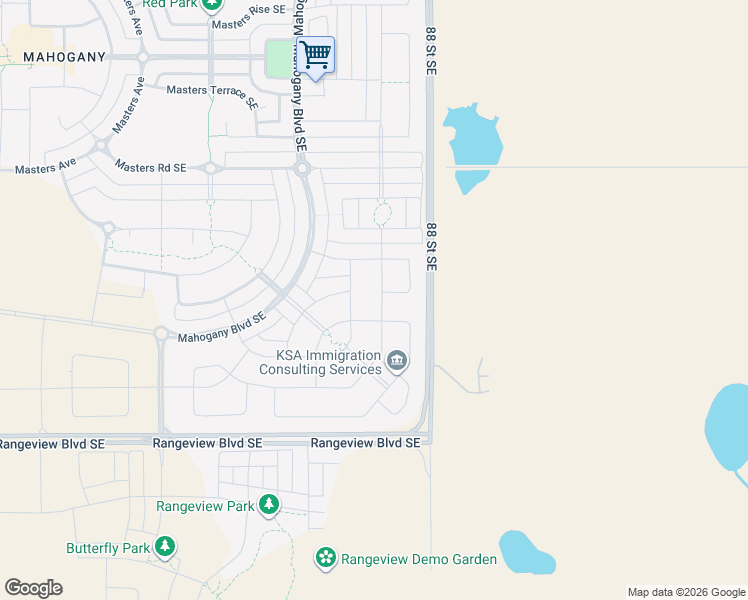 map of restaurants, bars, coffee shops, grocery stores, and more near 19911 88th Street Southeast in Calgary
