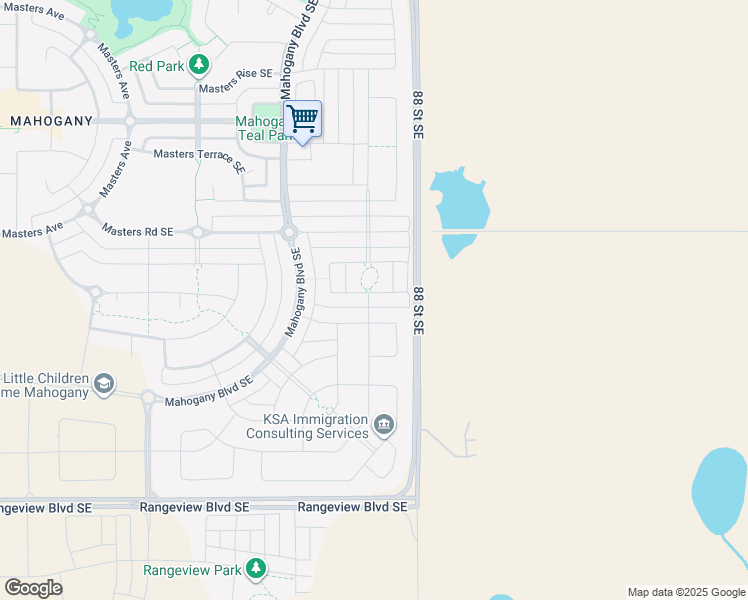 map of restaurants, bars, coffee shops, grocery stores, and more near 222 Magnolia Square Southeast in Calgary