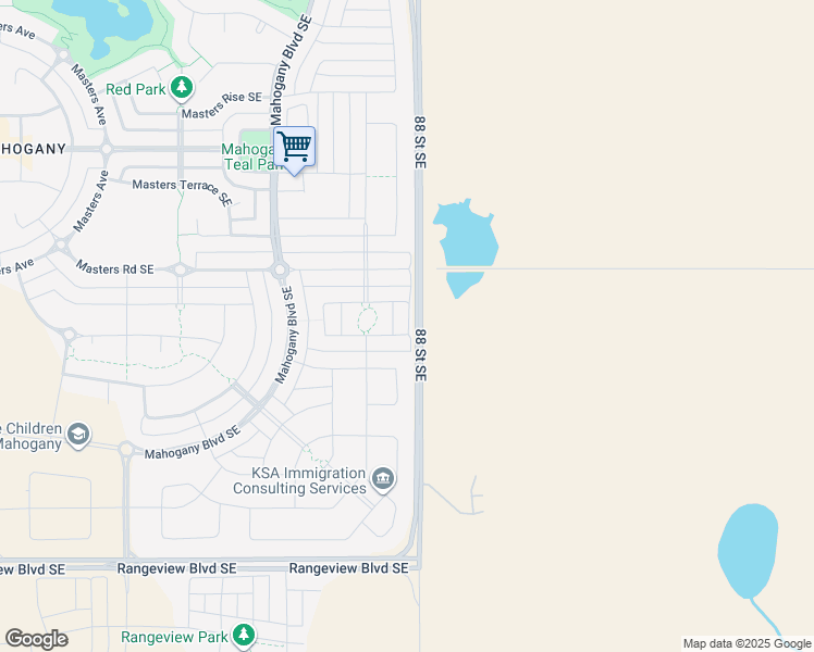 map of restaurants, bars, coffee shops, grocery stores, and more near 222 Magnolia Square Southeast in Calgary