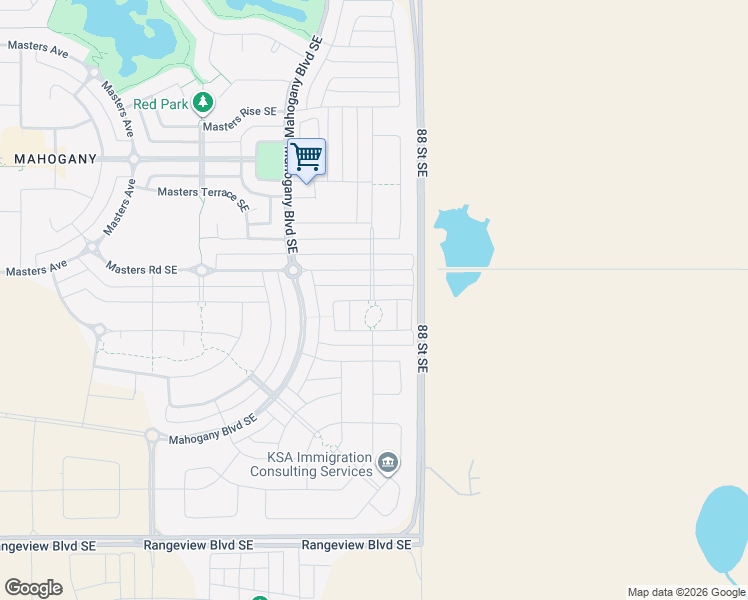 map of restaurants, bars, coffee shops, grocery stores, and more near Magnolia Square Southeast in Calgary