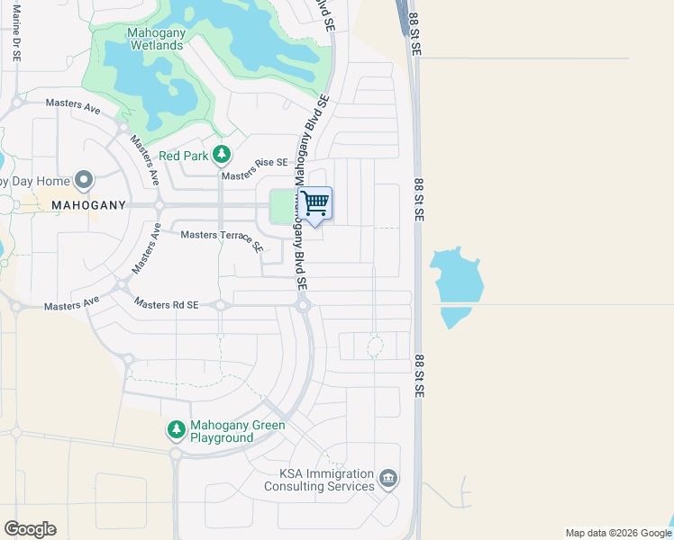 map of restaurants, bars, coffee shops, grocery stores, and more near 310 Masters Row Southeast in Calgary