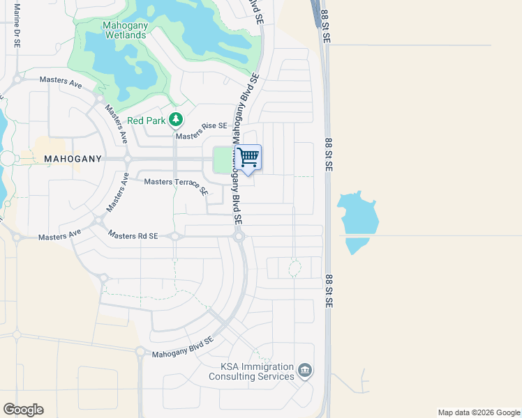 map of restaurants, bars, coffee shops, grocery stores, and more near 310 Masters Row Southeast in Calgary