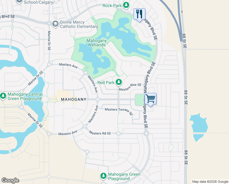 map of restaurants, bars, coffee shops, grocery stores, and more near in Calgary