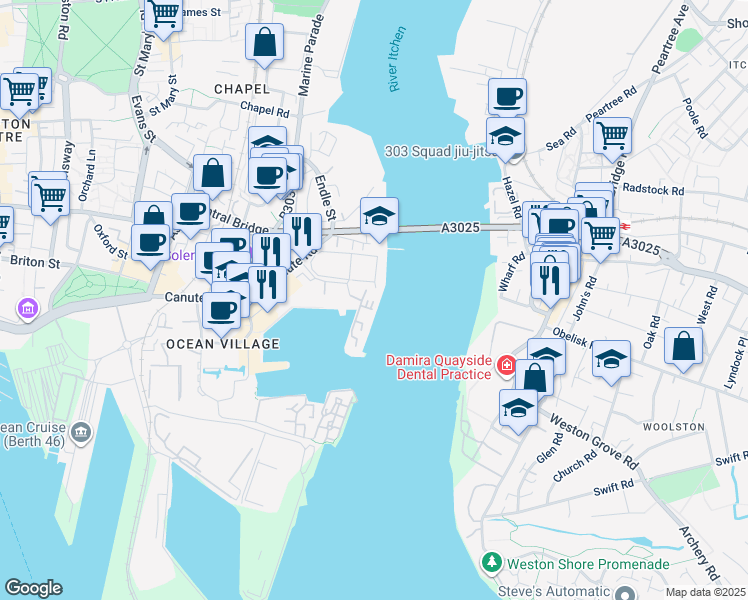 map of restaurants, bars, coffee shops, grocery stores, and more near in 