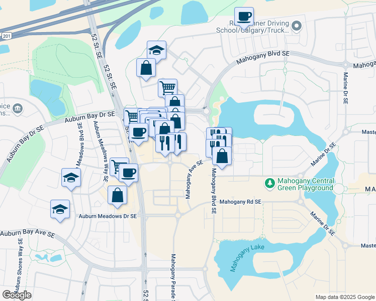 map of restaurants, bars, coffee shops, grocery stores, and more near in Calgary