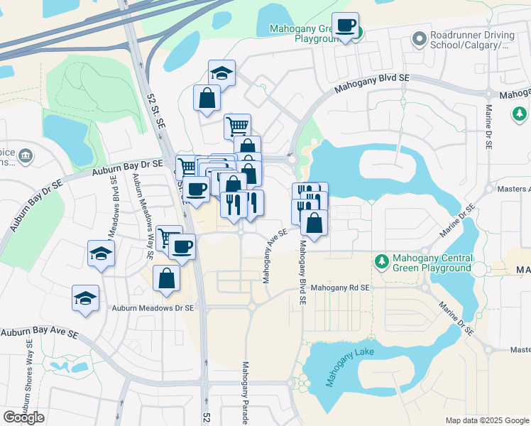 map of restaurants, bars, coffee shops, grocery stores, and more near in Calgary