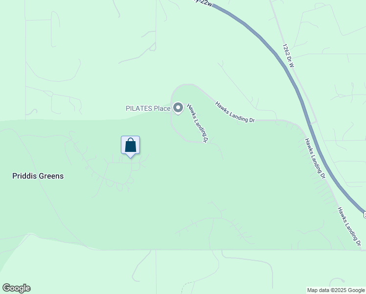 map of restaurants, bars, coffee shops, grocery stores, and more near 100 Hawks Landing Drive in Priddis