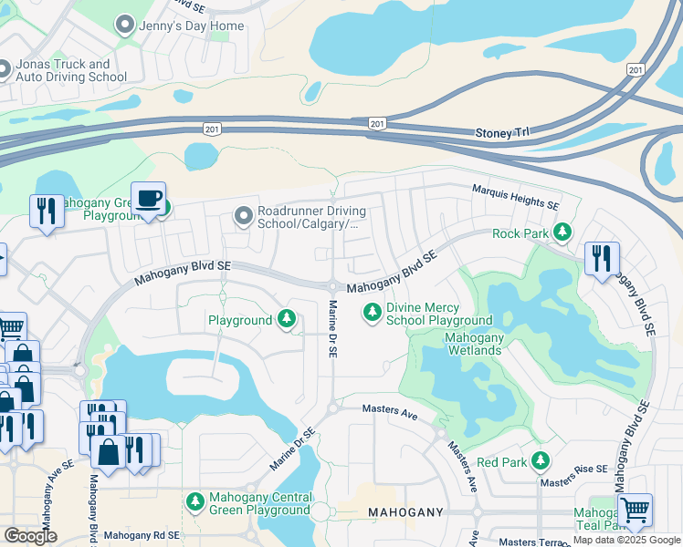 map of restaurants, bars, coffee shops, grocery stores, and more near in Calgary