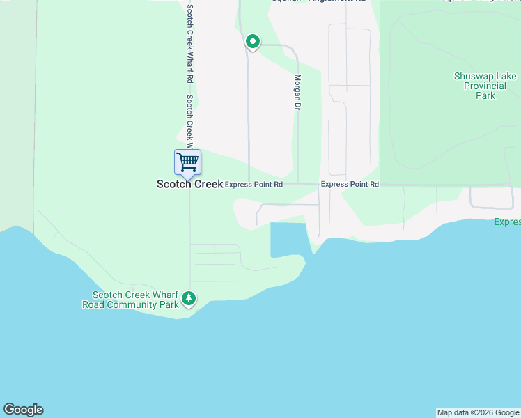 map of restaurants, bars, coffee shops, grocery stores, and more near 3909 Express Point Road in Scotch Creek