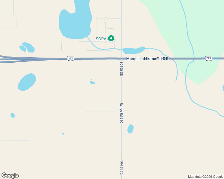 map of restaurants, bars, coffee shops, grocery stores, and more near 16505 104 Street Southeast in Calgary