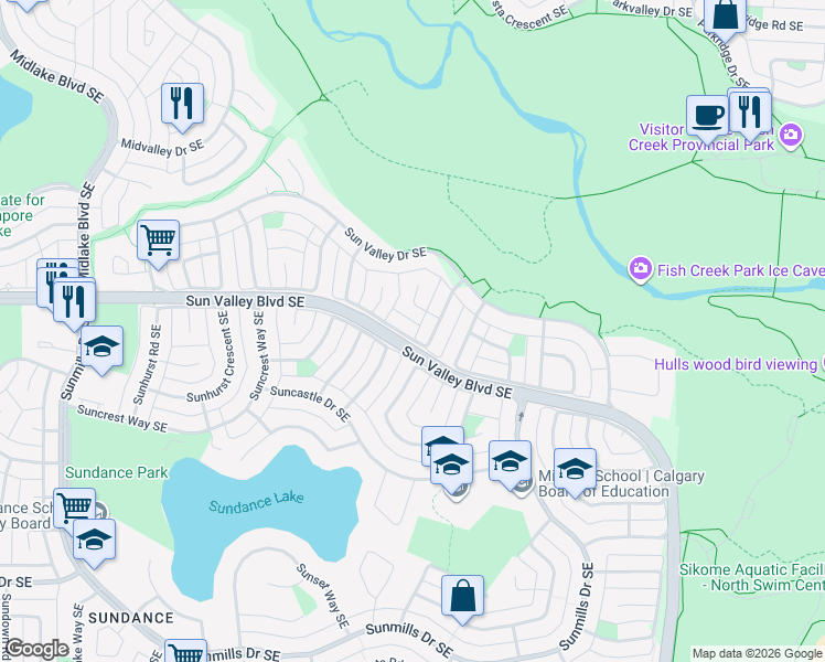map of restaurants, bars, coffee shops, grocery stores, and more near in Calgary