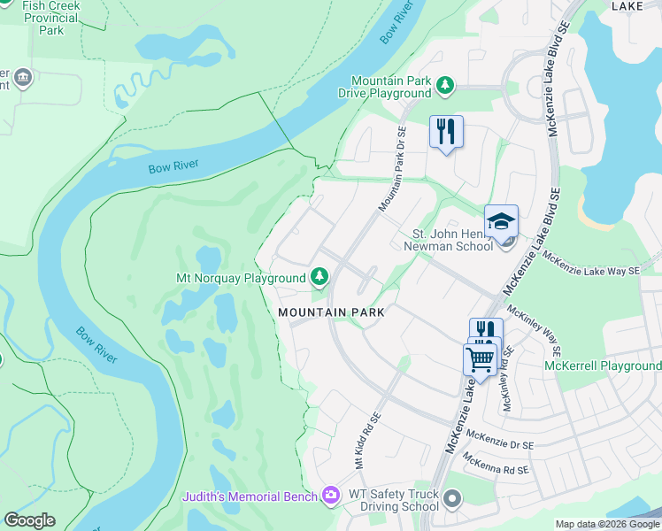 map of restaurants, bars, coffee shops, grocery stores, and more near 238 Mountain Park Drive Southeast in Calgary