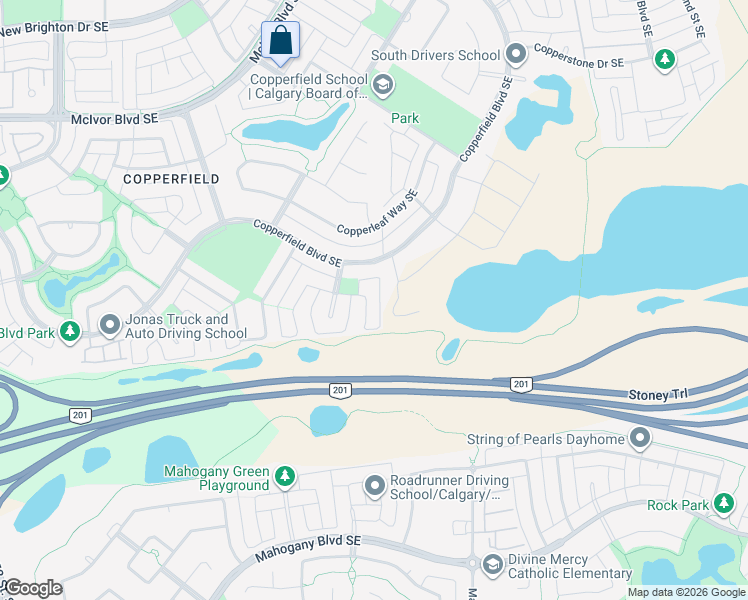 map of restaurants, bars, coffee shops, grocery stores, and more near 15921 72 Street Southeast in Calgary