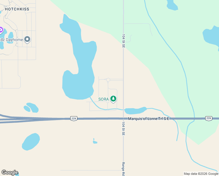 map of restaurants, bars, coffee shops, grocery stores, and more near 8 Sora Terrace Southeast in Calgary