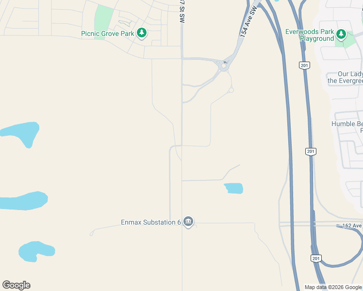 map of restaurants, bars, coffee shops, grocery stores, and more near 15924 37 Street Southwest in Priddis