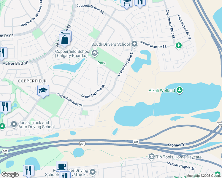 map of restaurants, bars, coffee shops, grocery stores, and more near in Calgary