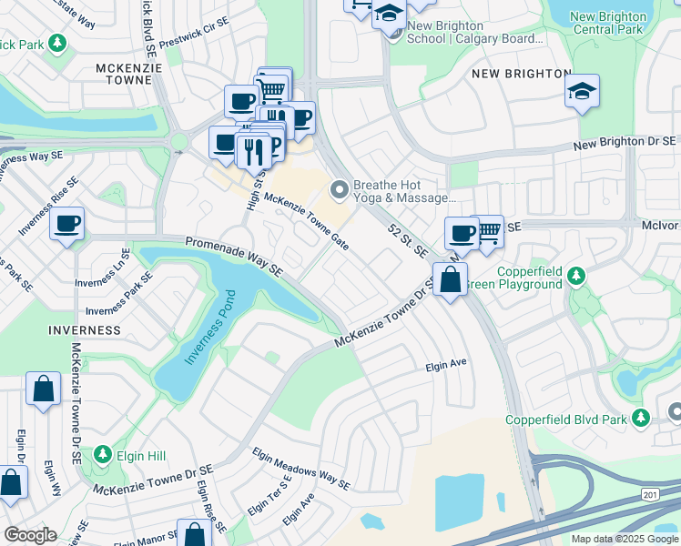 map of restaurants, bars, coffee shops, grocery stores, and more near in Calgary