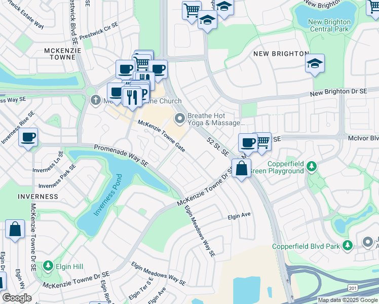 map of restaurants, bars, coffee shops, grocery stores, and more near in Calgary