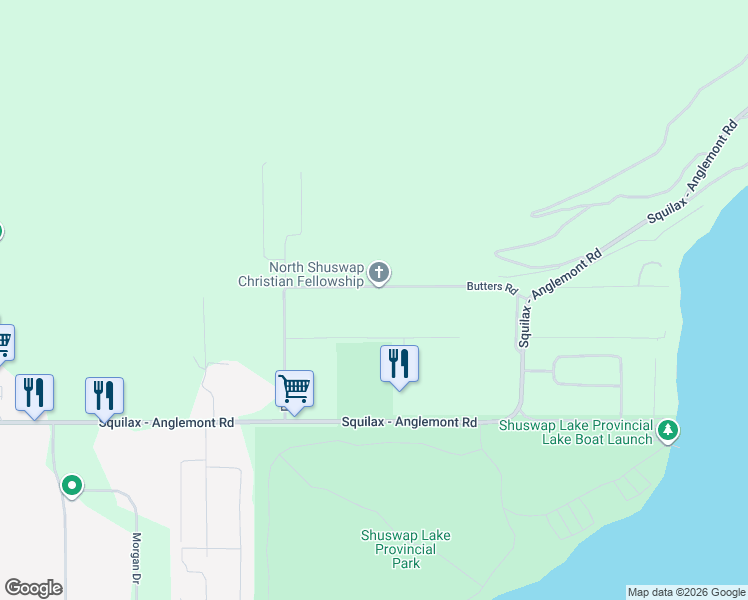 map of restaurants, bars, coffee shops, grocery stores, and more near 4061 Butters Road in Scotch Creek