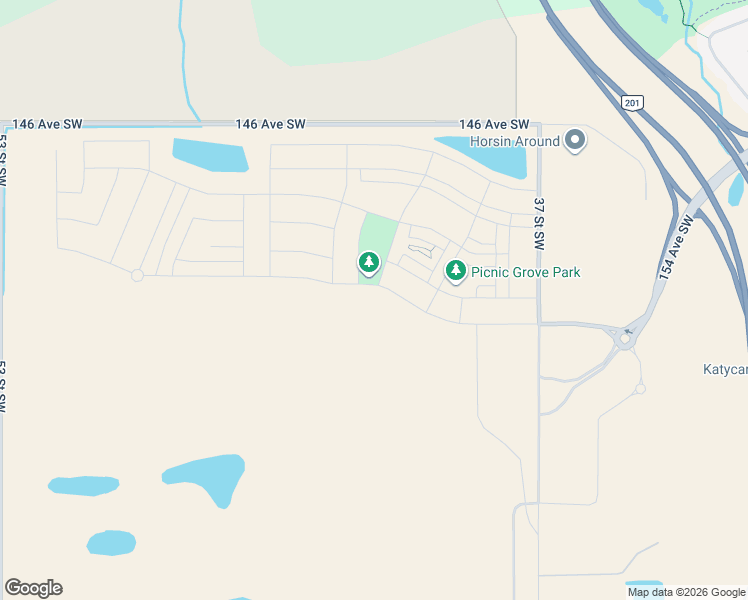 map of restaurants, bars, coffee shops, grocery stores, and more near 15924 37 Street Southwest in Priddis