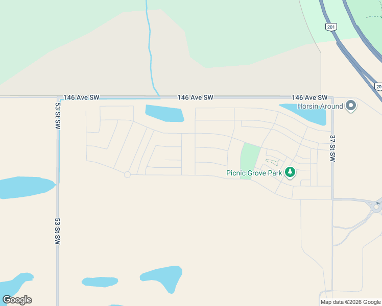 map of restaurants, bars, coffee shops, grocery stores, and more near 146 Avenue Southwest in Priddis
