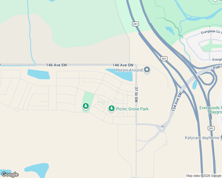 map of restaurants, bars, coffee shops, grocery stores, and more near 15717 37 Street Southwest in Priddis