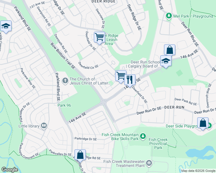 map of restaurants, bars, coffee shops, grocery stores, and more near in Calgary