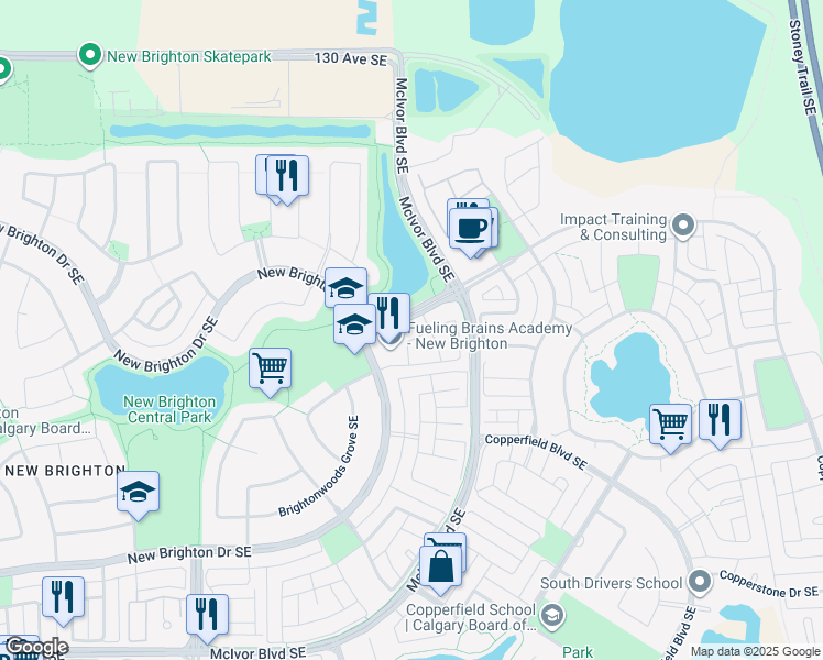 map of restaurants, bars, coffee shops, grocery stores, and more near in Calgary