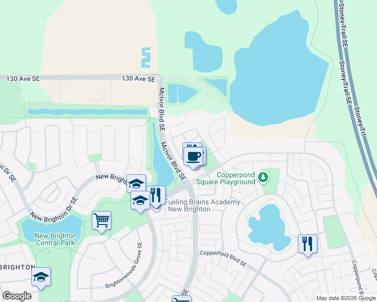 map of restaurants, bars, coffee shops, grocery stores, and more near 137 Copperpond Common Southeast in Calgary