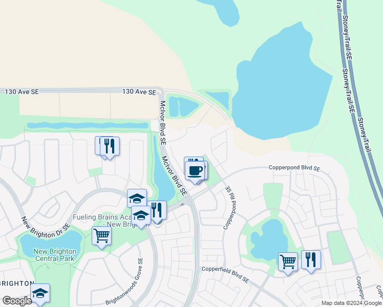 map of restaurants, bars, coffee shops, grocery stores, and more near in Calgary