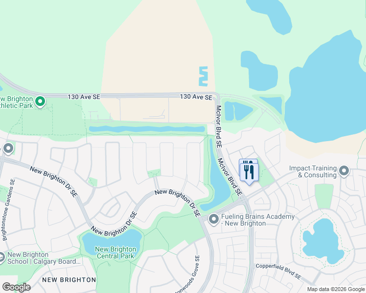 map of restaurants, bars, coffee shops, grocery stores, and more near 108 Brightoncrest Point Southeast in Calgary