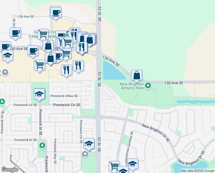 map of restaurants, bars, coffee shops, grocery stores, and more near in Calgary