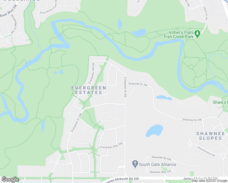 map of restaurants, bars, coffee shops, grocery stores, and more near 127 Evergreen Court Southwest in Calgary