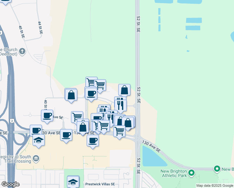 map of restaurants, bars, coffee shops, grocery stores, and more near in Calgary