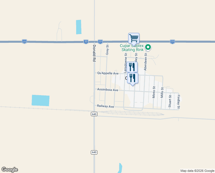 map of restaurants, bars, coffee shops, grocery stores, and more near 203 Grey Street in Cupar