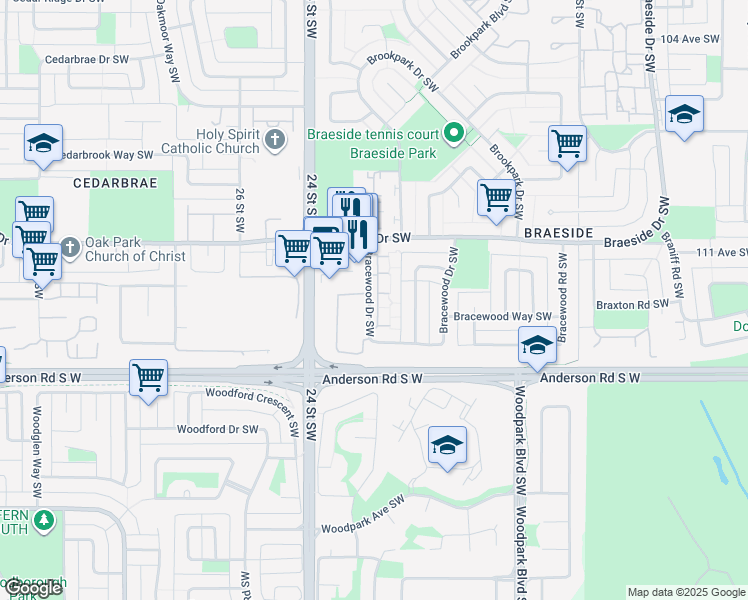 map of restaurants, bars, coffee shops, grocery stores, and more near in Calgary