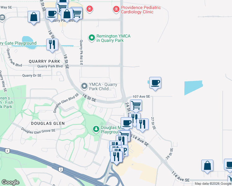 map of restaurants, bars, coffee shops, grocery stores, and more near in Calgary