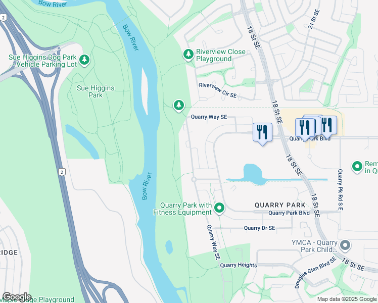 map of restaurants, bars, coffee shops, grocery stores, and more near in Calgary