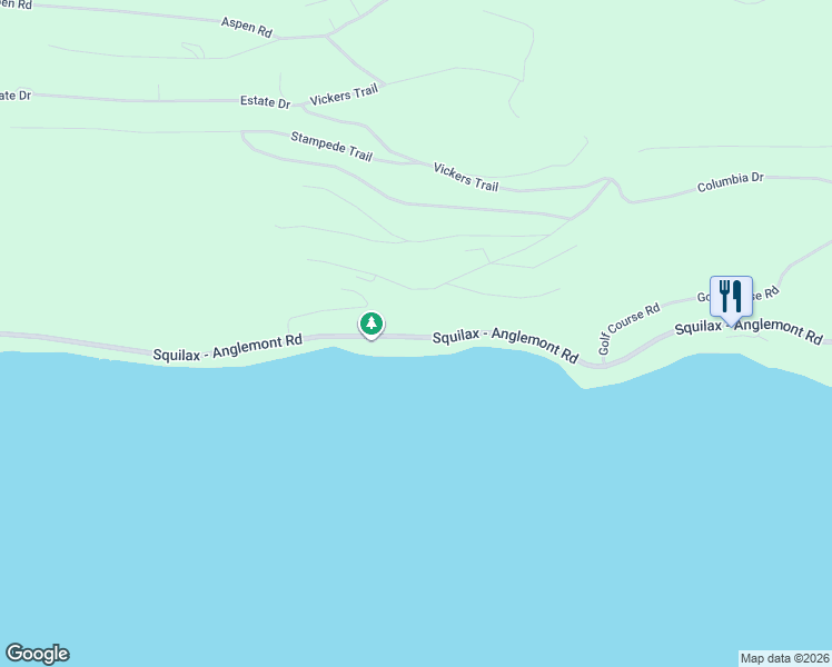 map of restaurants, bars, coffee shops, grocery stores, and more near 7585 Squilax-Anglemont Road in Anglemont