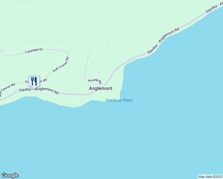 map of restaurants, bars, coffee shops, grocery stores, and more near Gardiner Road in Anglemont