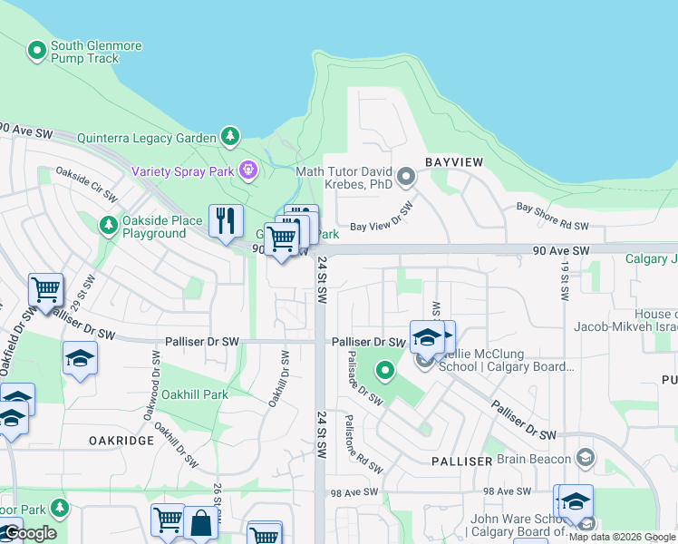 map of restaurants, bars, coffee shops, grocery stores, and more near in Calgary