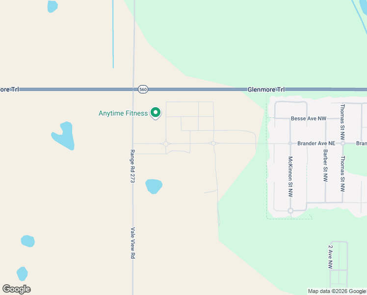map of restaurants, bars, coffee shops, grocery stores, and more near Range Road 273 in Langdon